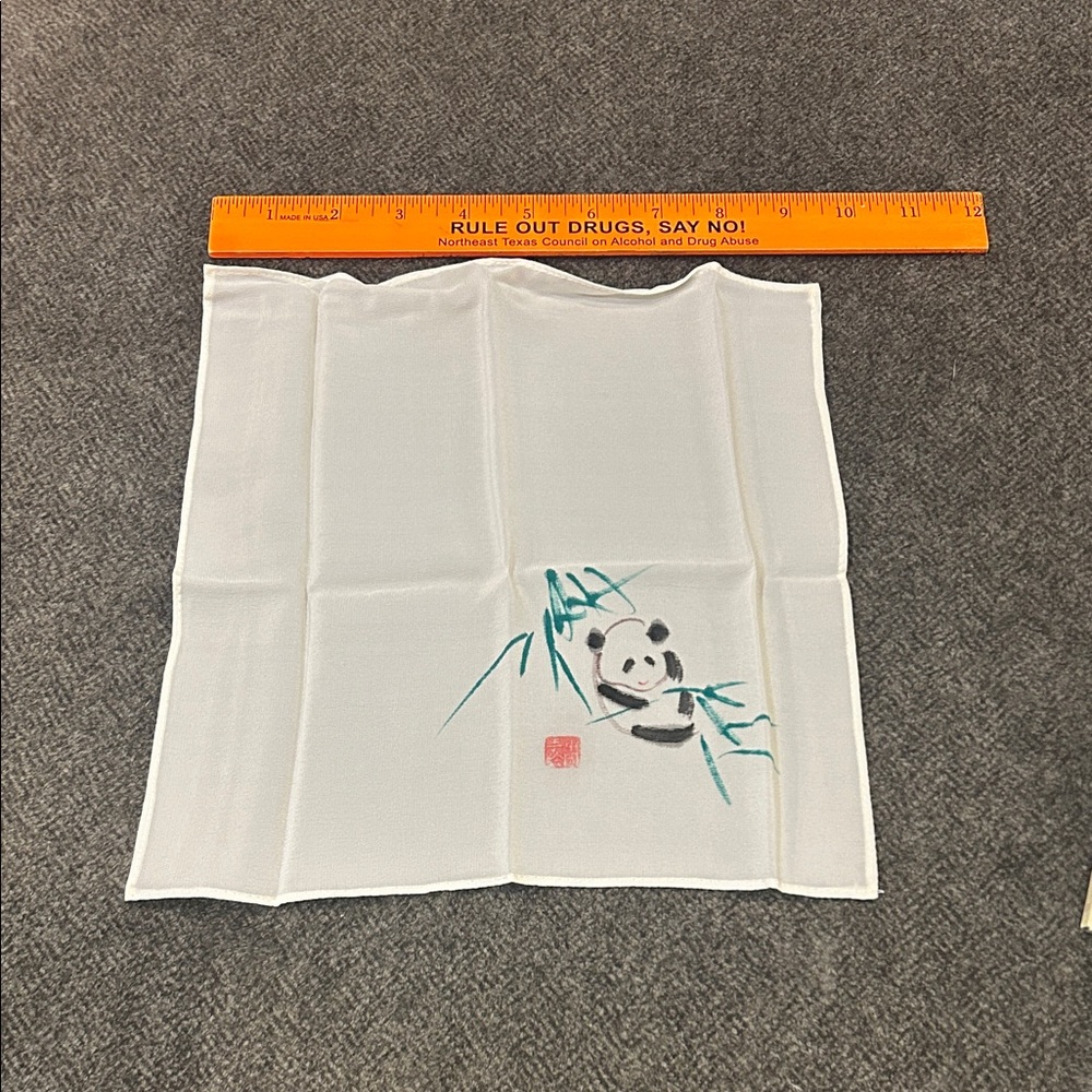 Vgt pure silk handkerchief Panda Print White - Picture 2 of 6